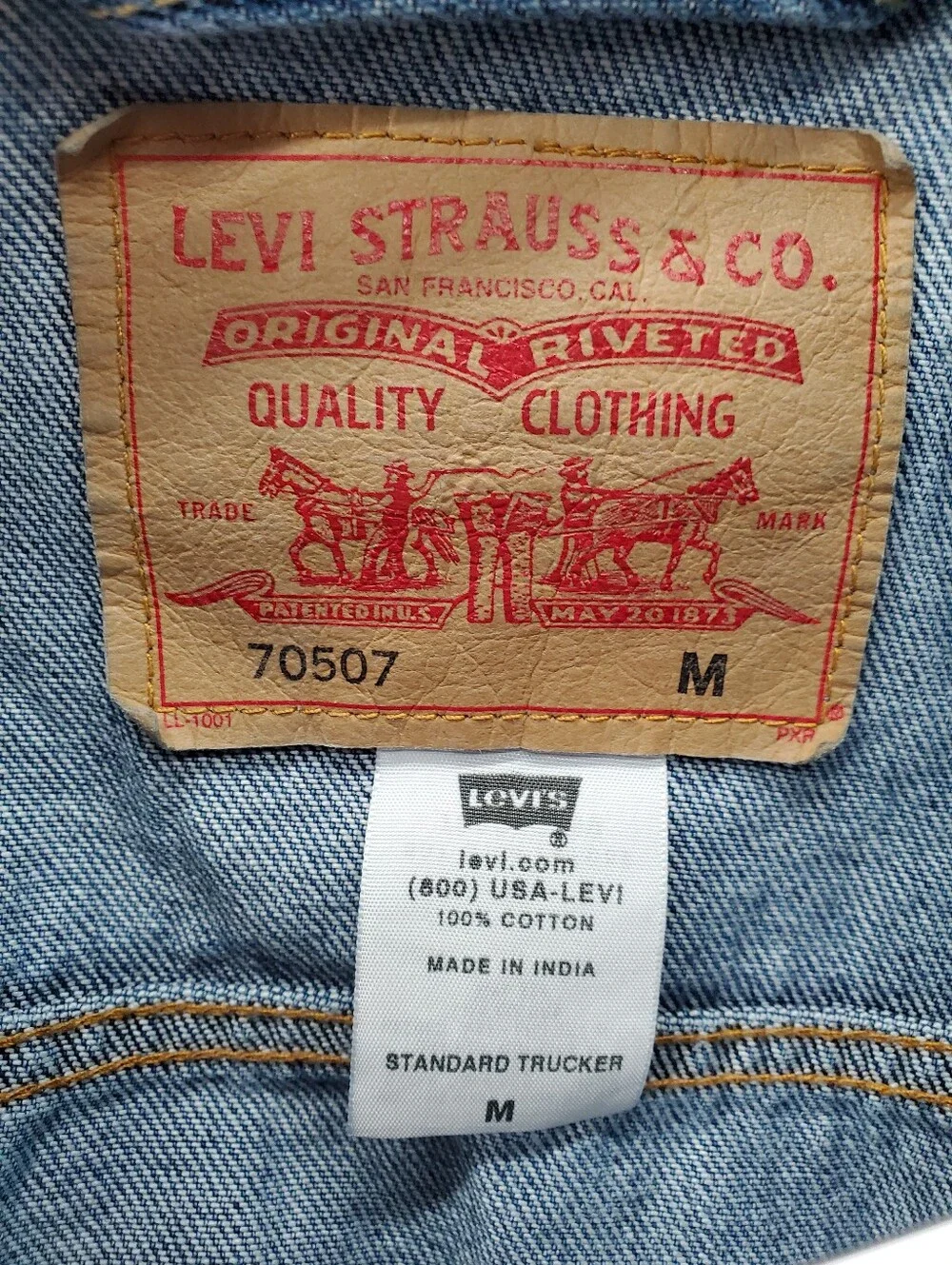 Levis Standard Trucker Denim Jean Jacket Mens Medium Blue 70507